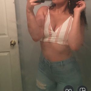 Crop top pink and white stripped